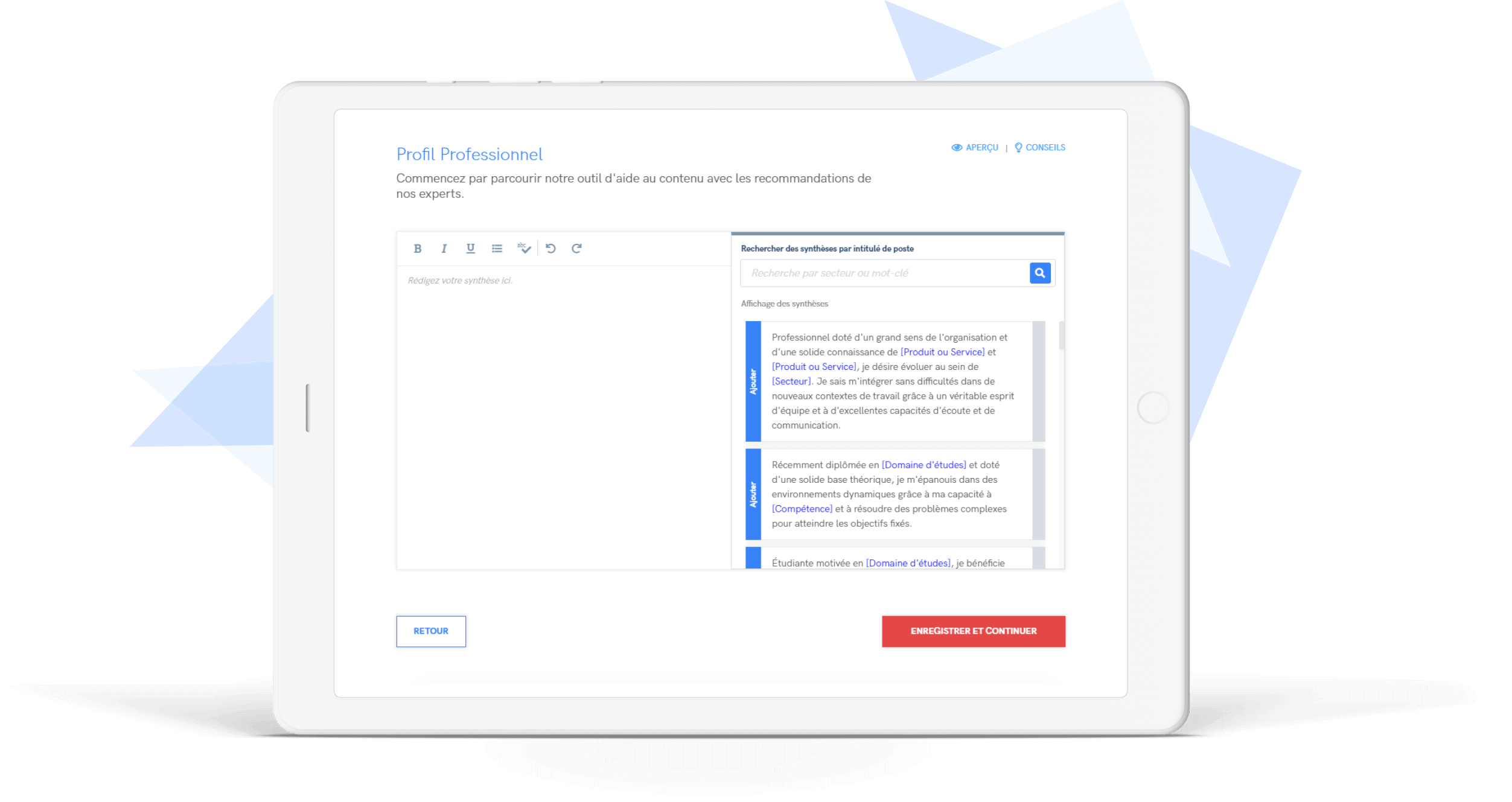 créer un CV en ligne par étape.