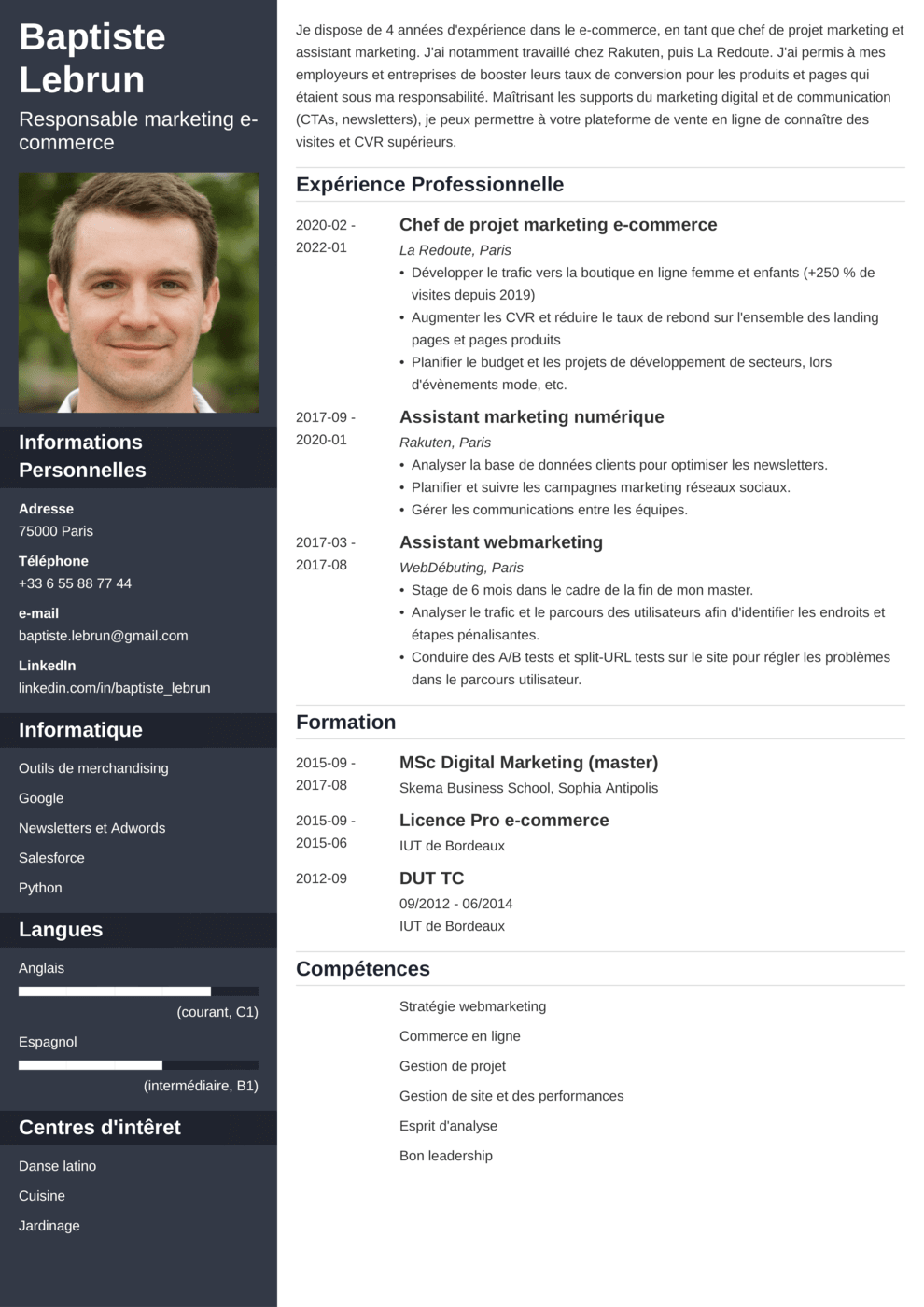 Générateur de CV : essayez notre CV designer gratuitement