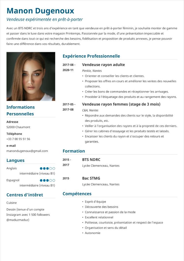 exemples cv pd simple