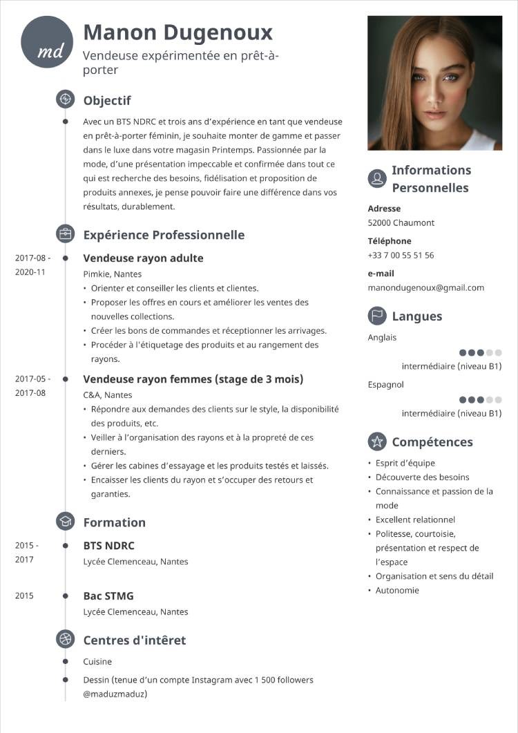 exemples cv pd primof