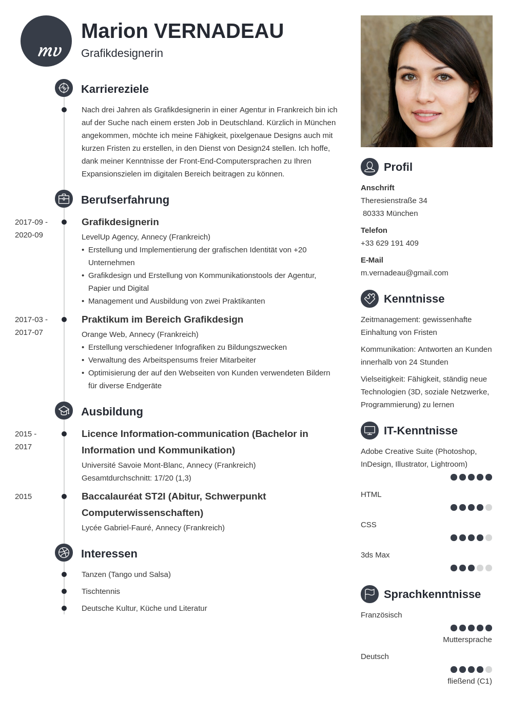 resume format used in germany