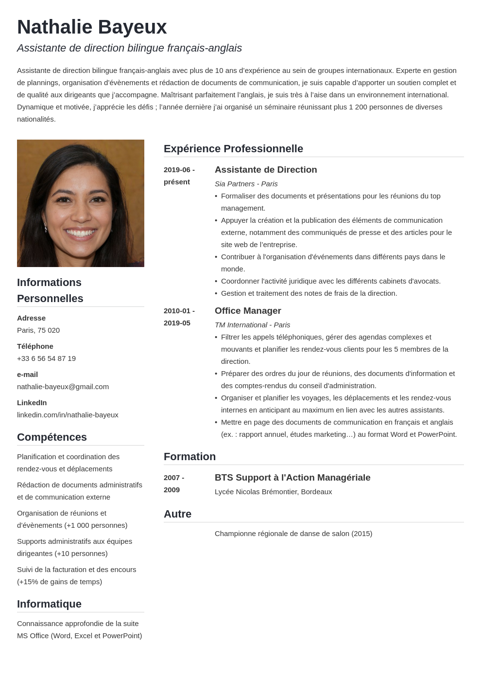 CV assistant·e de direction  exemple et compétences à avoir