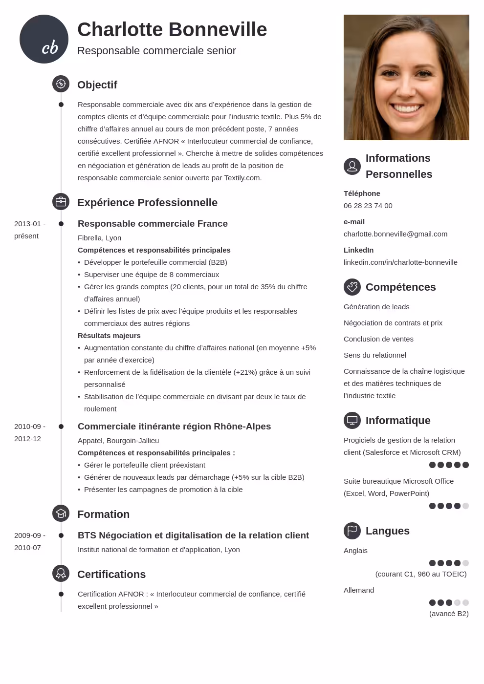 Exemple De Cv Professionnel Exemple De Cv Professionnel