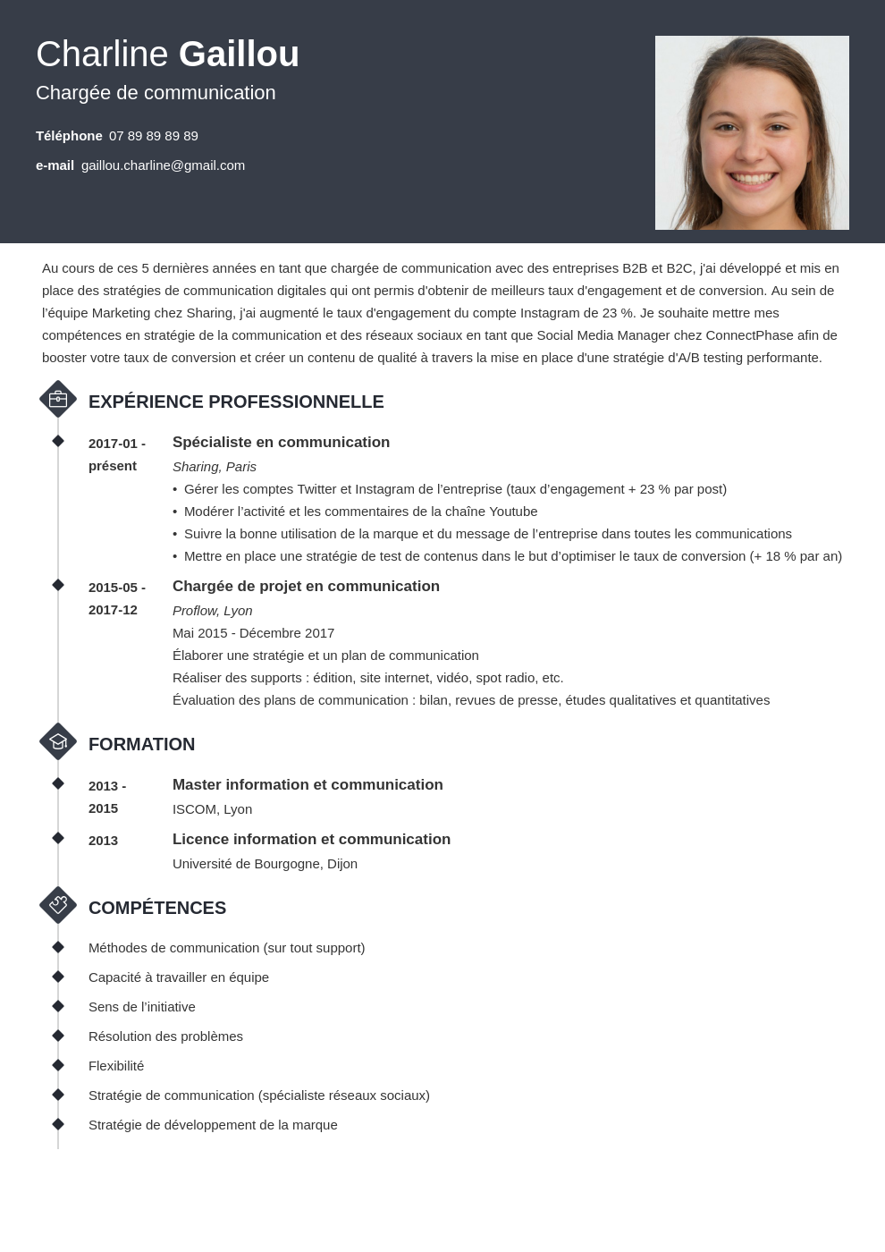 Exemple CV communication original (chargé/responsable) Exemple CV communication original (chargé/responsable)