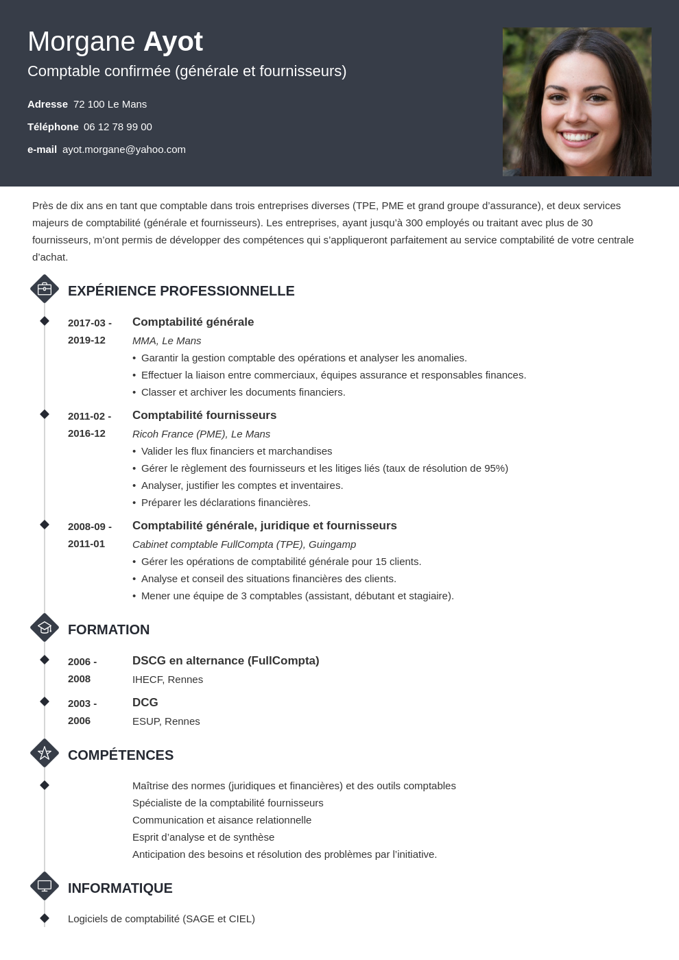 Exemple de CV comptable débutant/confirmé [compétences]