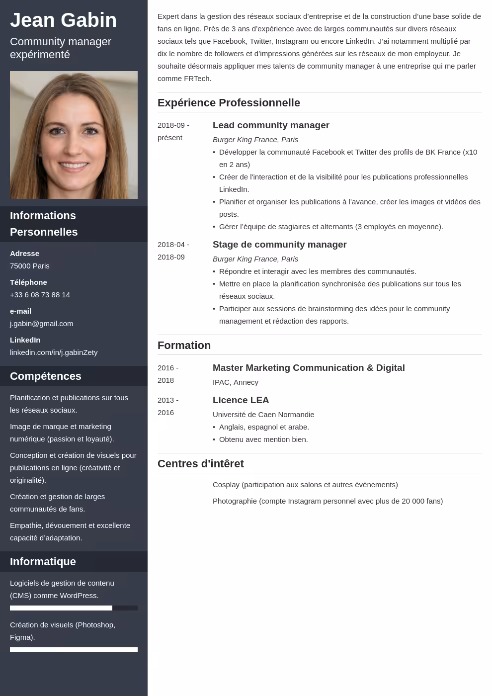 Template Cv Francais