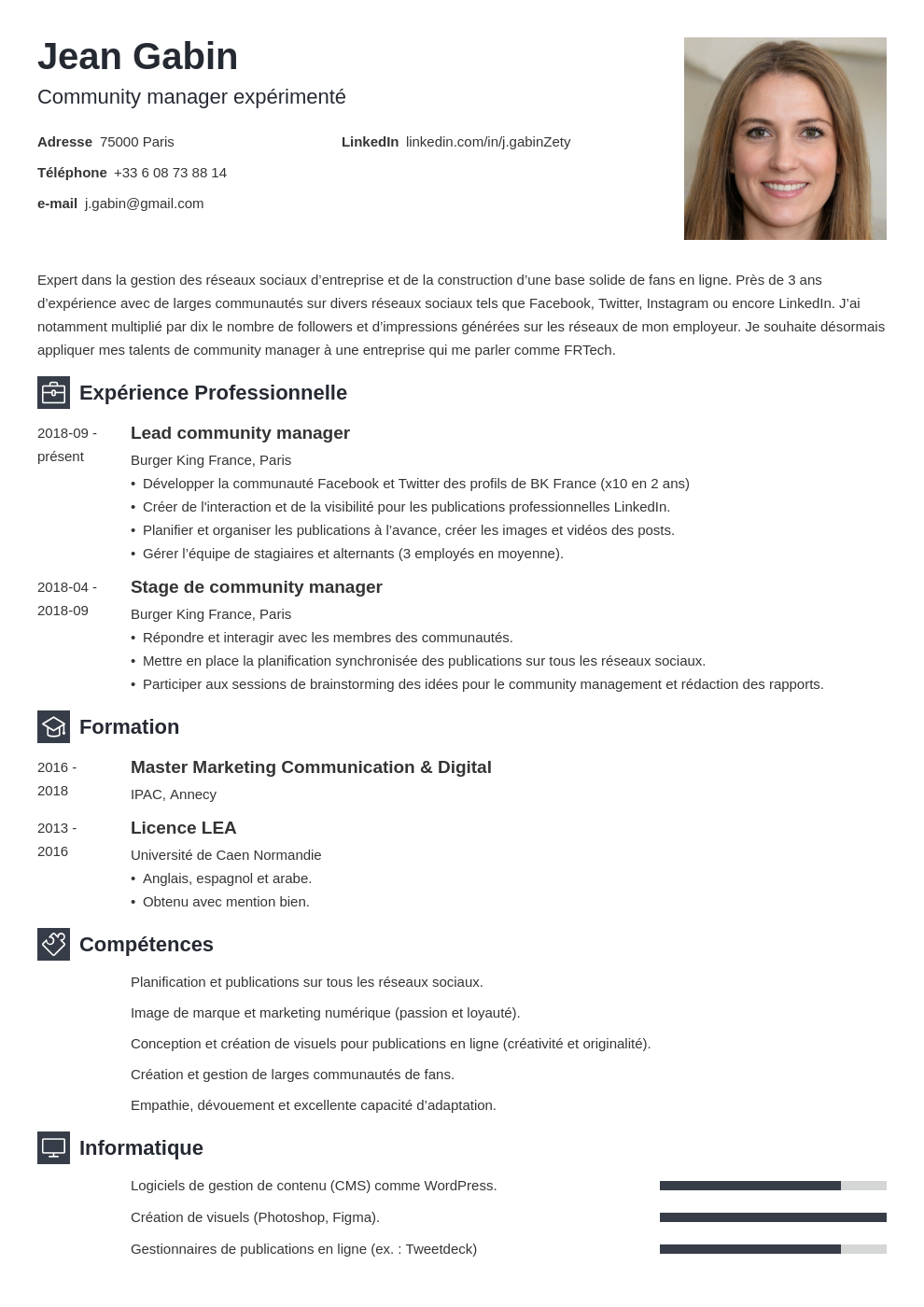 French Cv Template