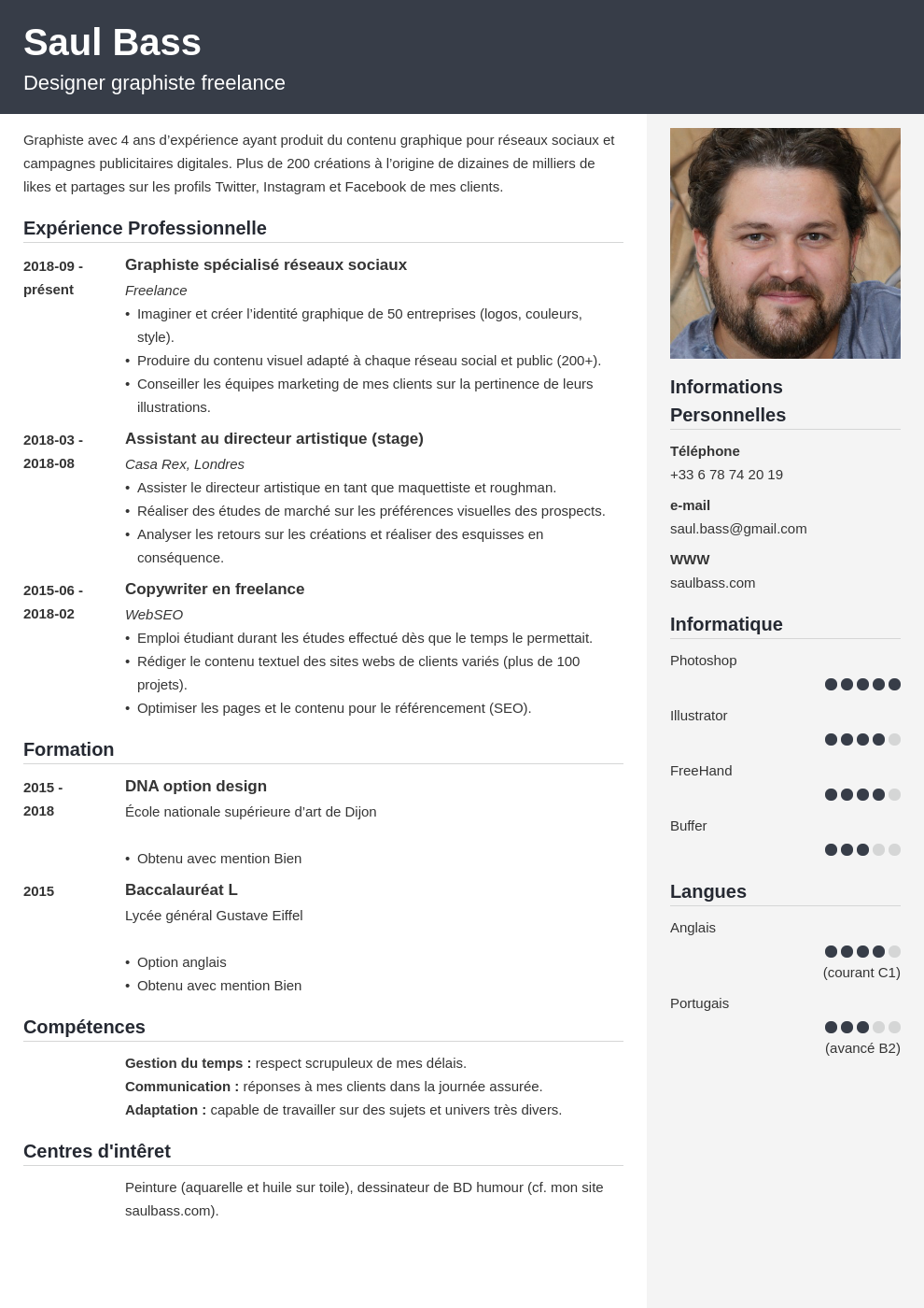 CV graphiste  exemple de CV de designer graphique / web