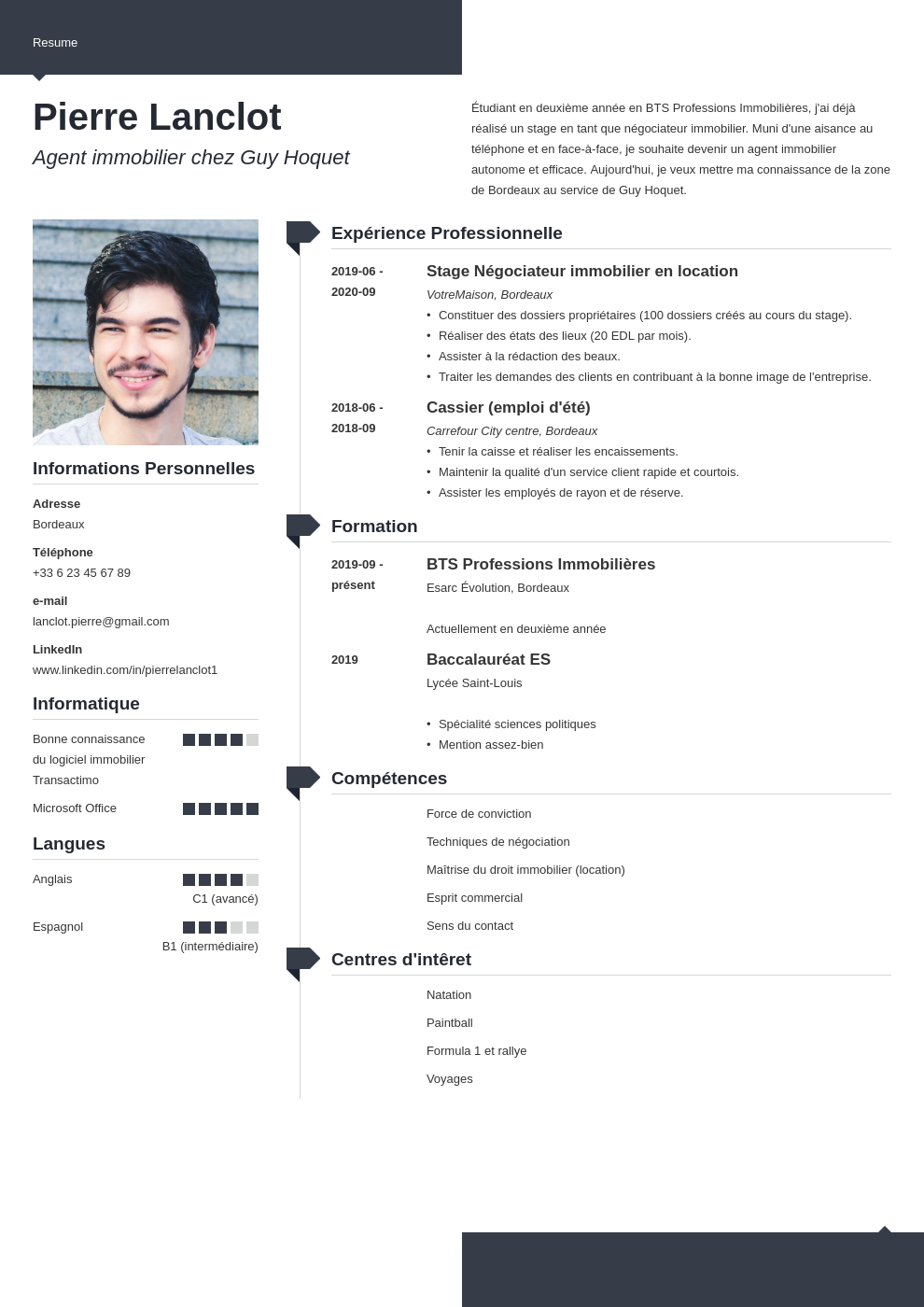 Exemple de CV d'agent immobilier (tous niveaux d'expérience)