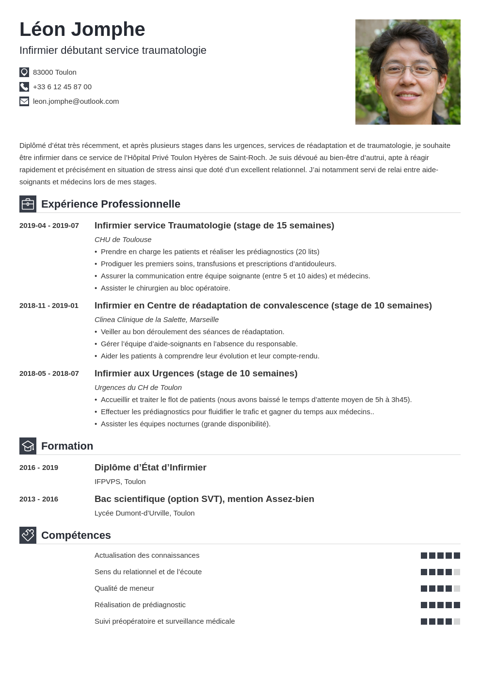 Exemple de CV infirmier / infirmière (IDE en privé ou public)