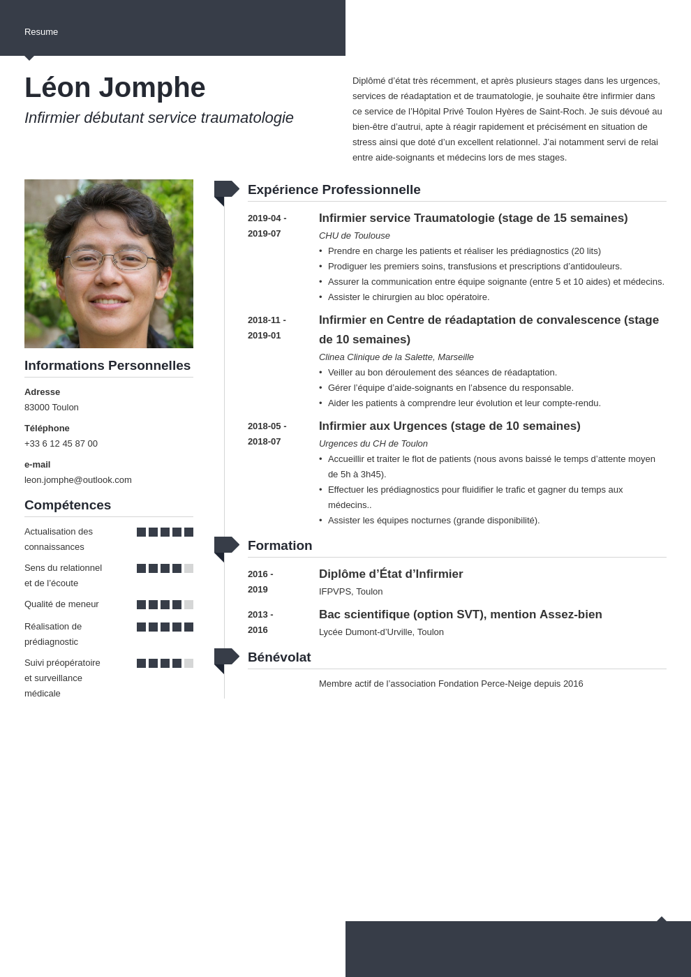 exemple de cv infirmier infirmiere ide en prive ou public