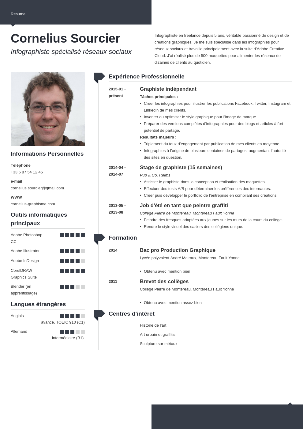 CV infographiste  exemple pour tout rôle (freelance, 3D...)