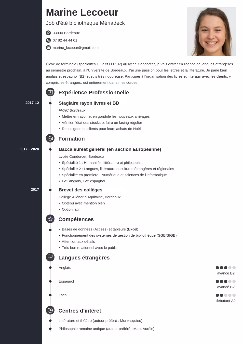 CV Lyc en 2025 Exemple Gratuit De Seconde Terminale