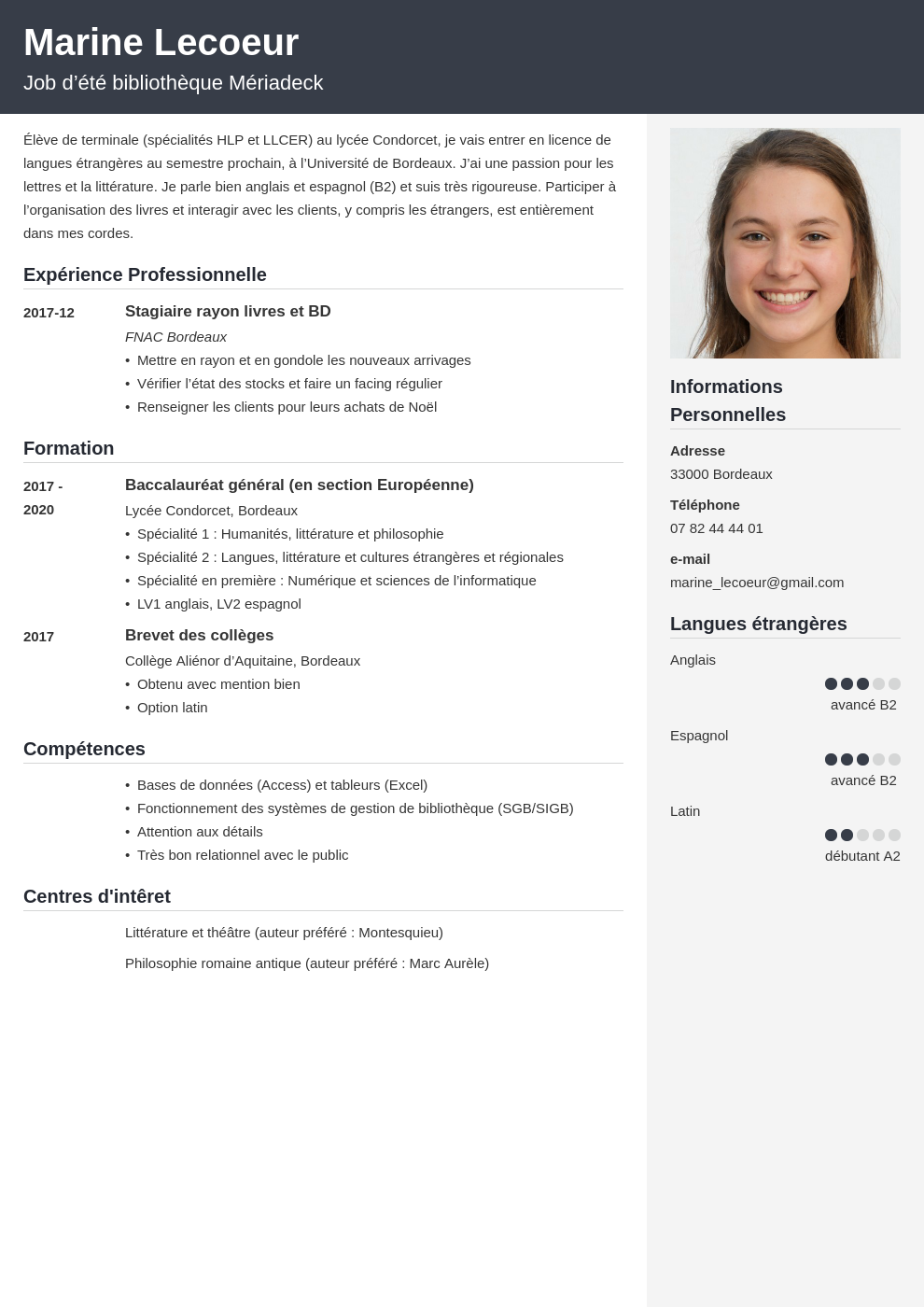 Mod le Cv l ve Terminale Exemple De Cv l ve Terminale LKHQT Mod le Cv l ve Terminale Exemple De Cv l ve Terminale LKHQT
