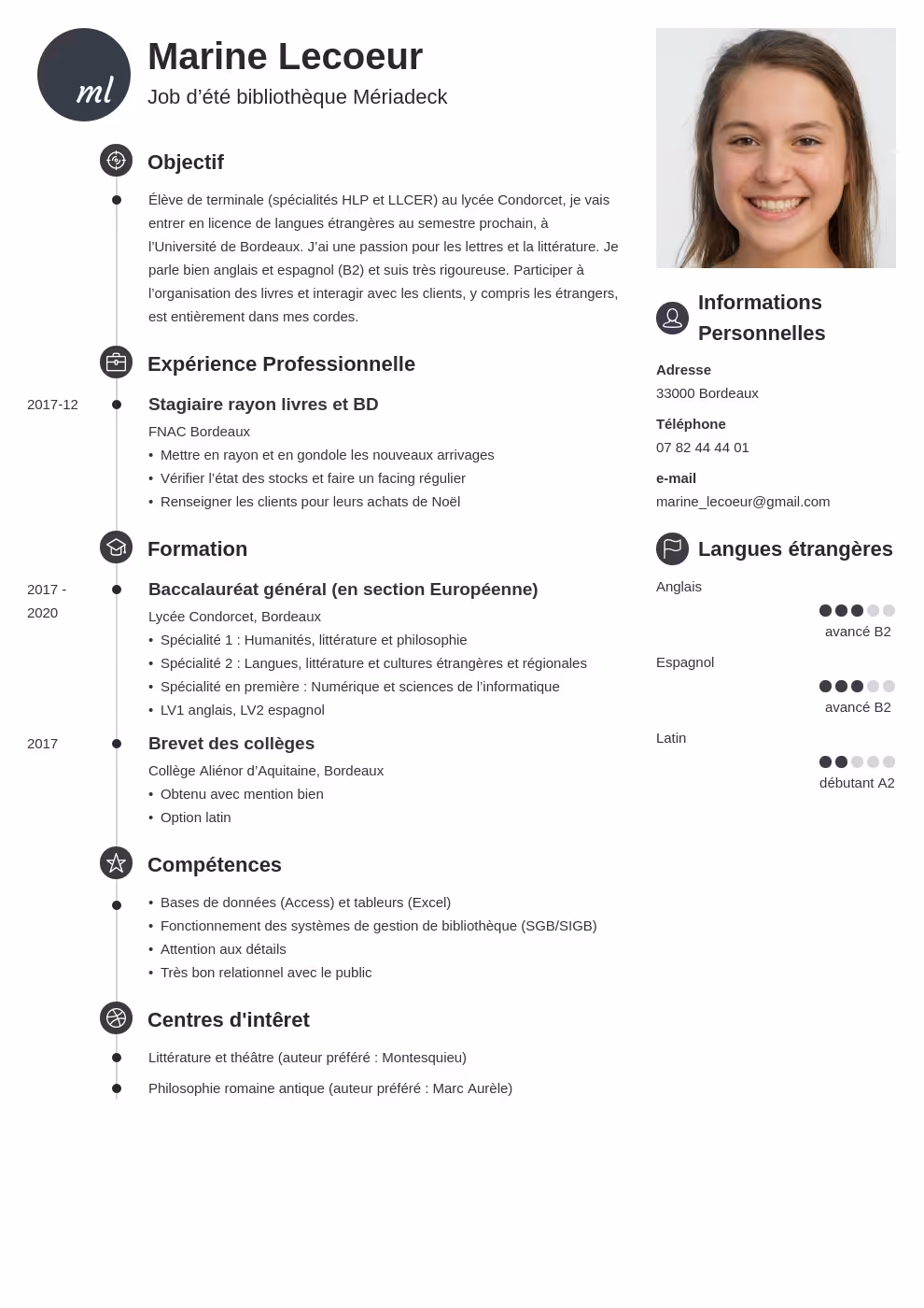 Modele Cv Lyceen Stage Exemple Mod le CV Lyc en GRFZ Modele Cv Lyceen Stage Exemple Mod le CV Lyc en GRFZ