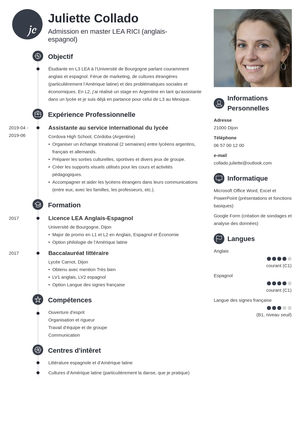 Cv Master Exemple De Cv Pour Candidature En Master Riset