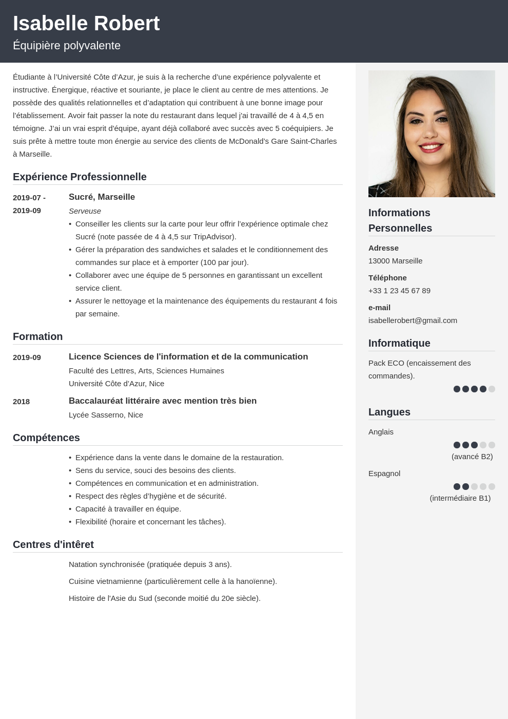 Exemple De Cv Mcdonald 200 Exemples De CV Complets Et D taill s TAWCI Exemple De Cv Mcdonald 200 Exemples De CV Complets Et D taill s TAWCI