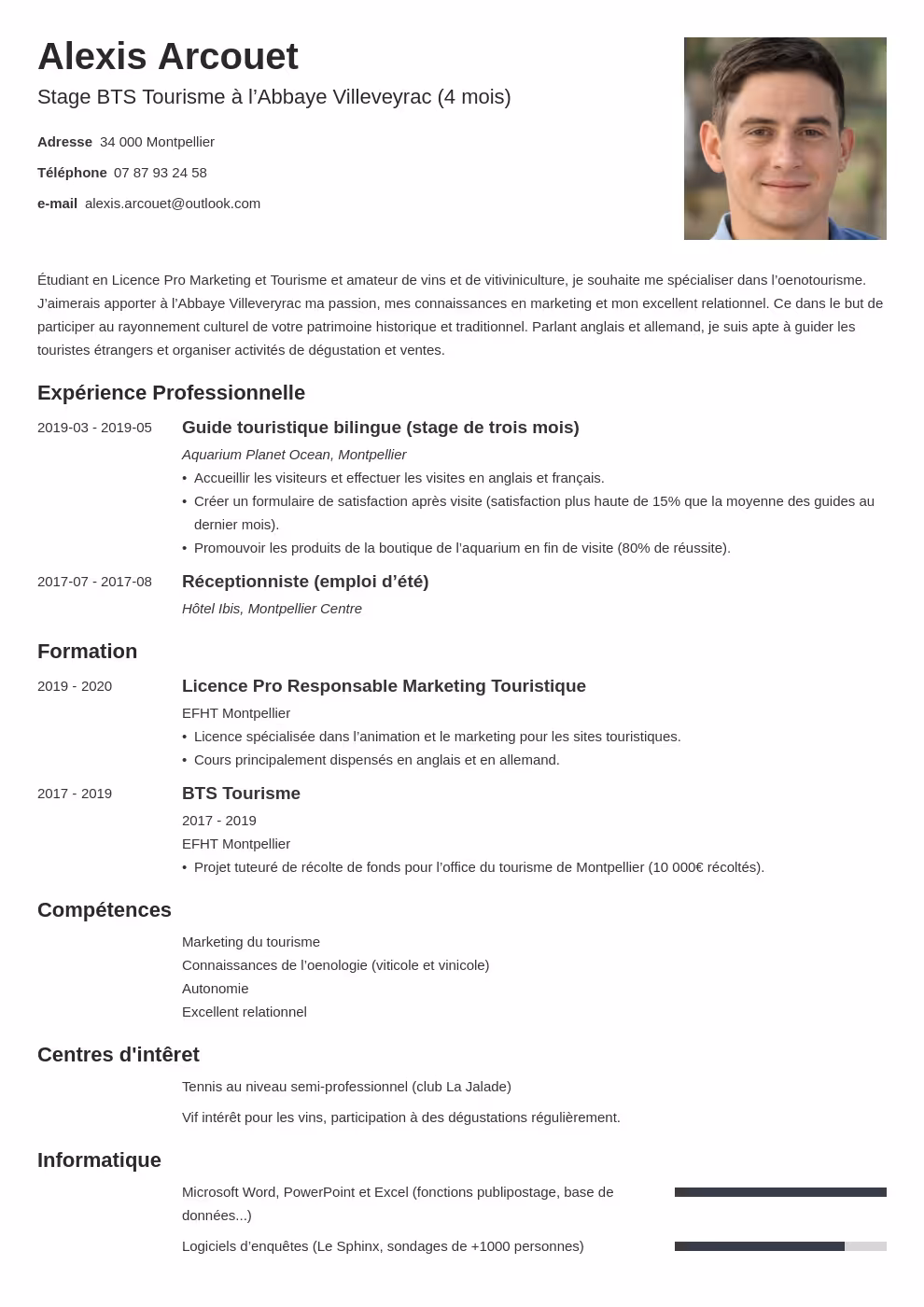 Mod le De Cv Pour Stage CV Stage 3 me DDVLNE Mod le De Cv Pour Stage CV Stage 3 me DDVLNE