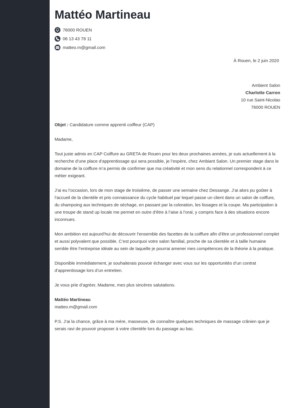 Lettre de motivation contrat apprentissage/professionnalisation