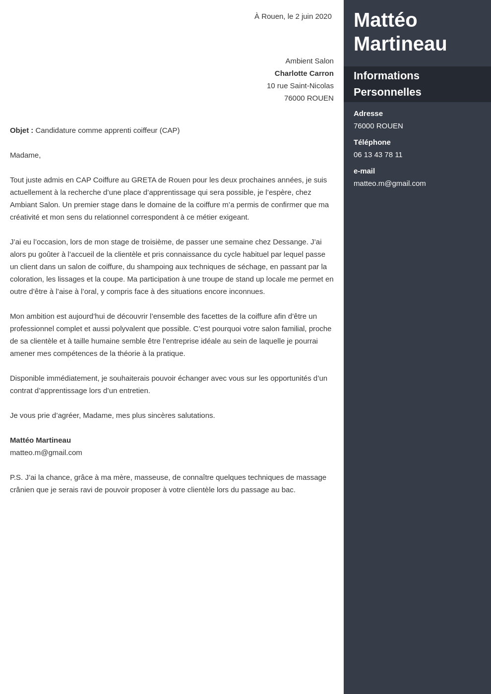 Lettre de motivation contrat apprentissage/professionnalisation