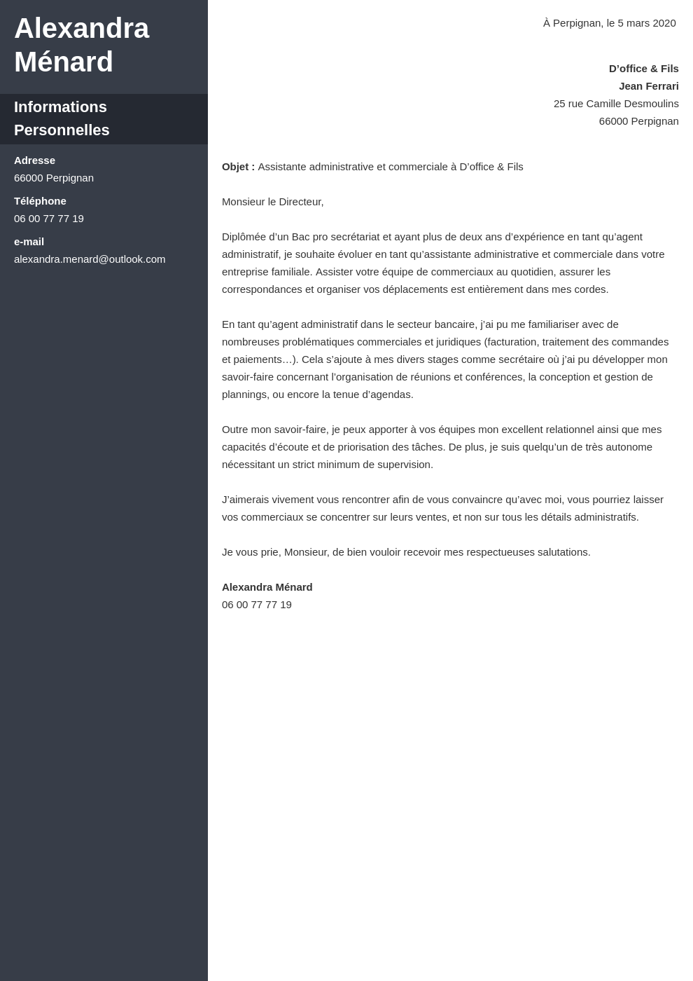 Lettre de motivation assistant administratif (ou agent / adjoint)