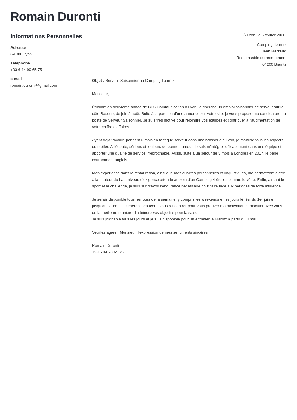 Lettre de motivation pour emploi saisonnier [exemple gratuit]