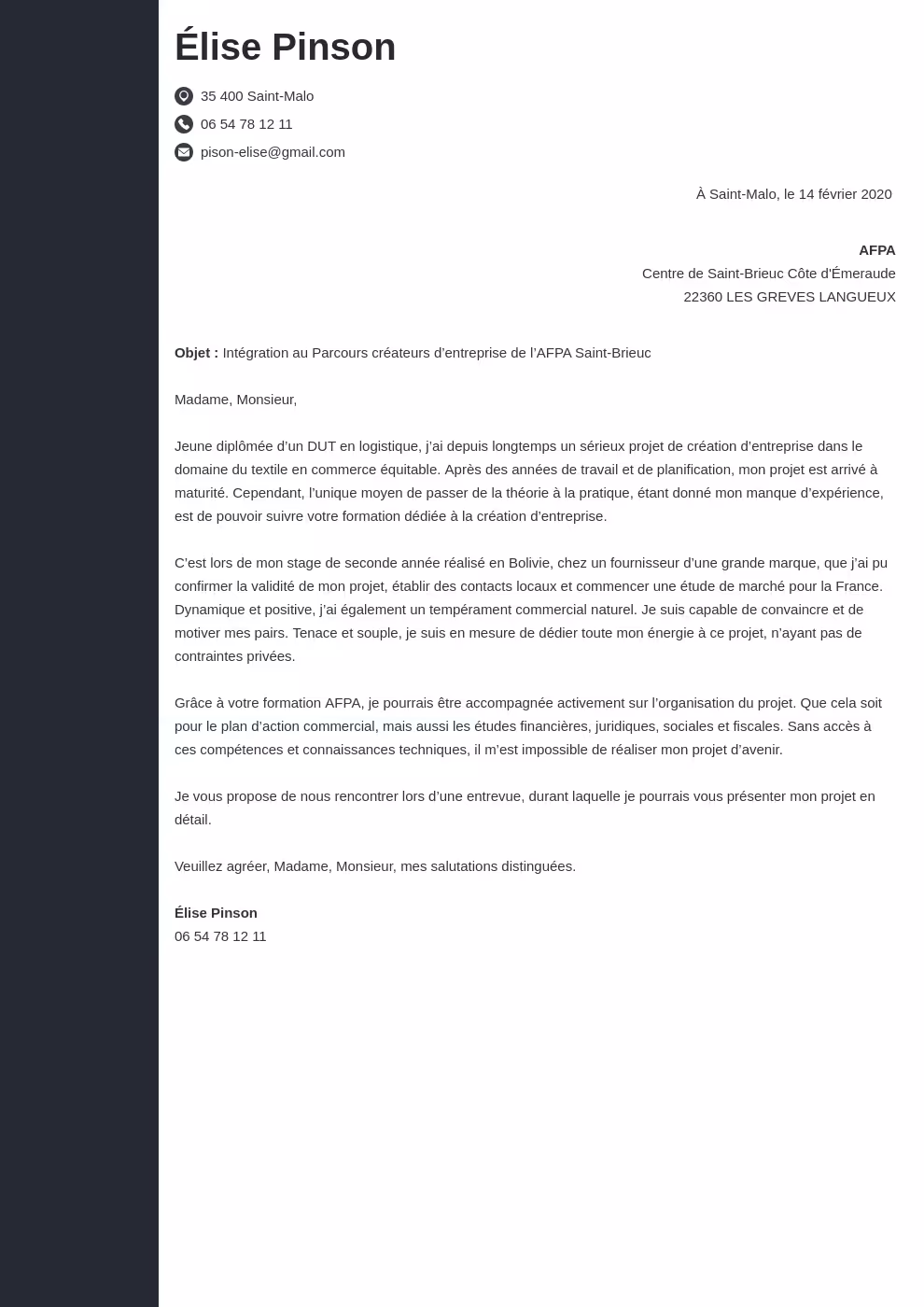Lettre De Motivation Pour Une Formation Mod le