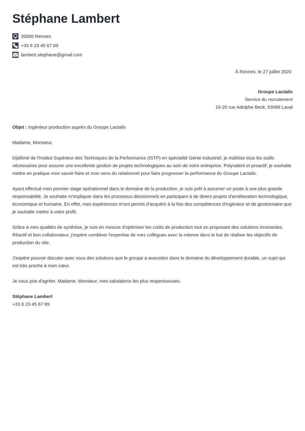 Lettre De Motivation Candidature Spontanée Ingénieur Débutant