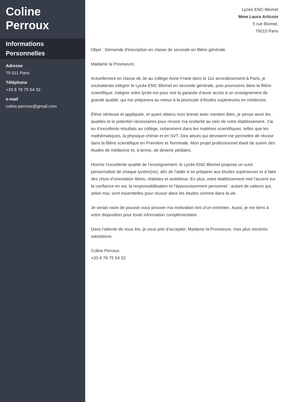 Lettre De Motivation Lycée Privé Exemple - Lettre Inscription College - Exemple lettre de ...