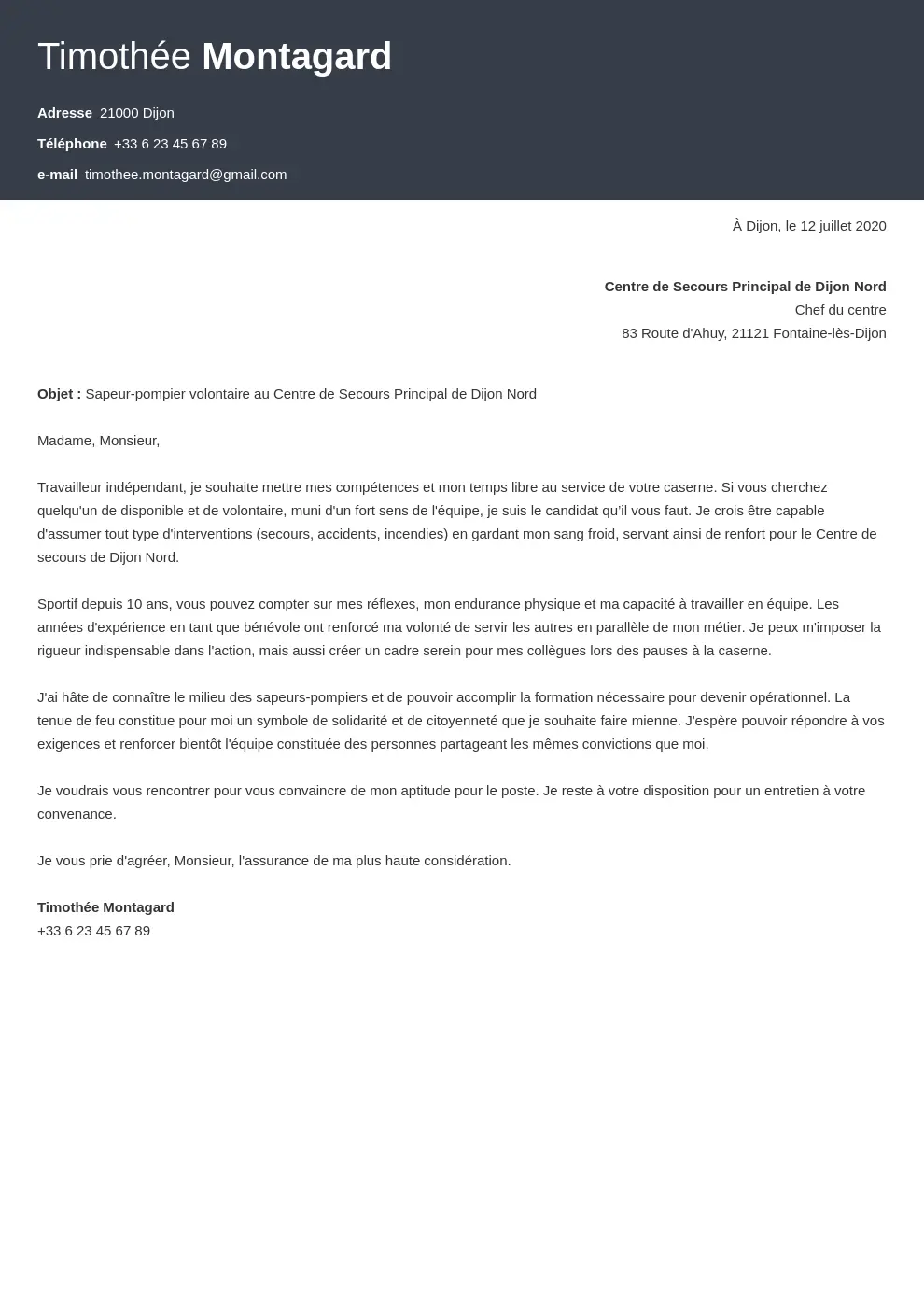Lettre De Motivation Pompier Volontaire Guide 2026