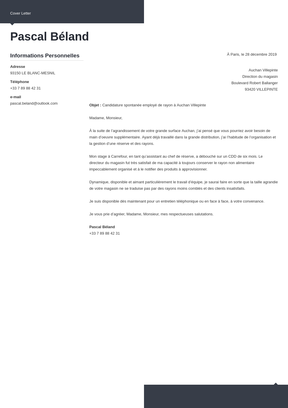 Lettre De Motivation Glnf  Lettre de motivation simple  4 exemples