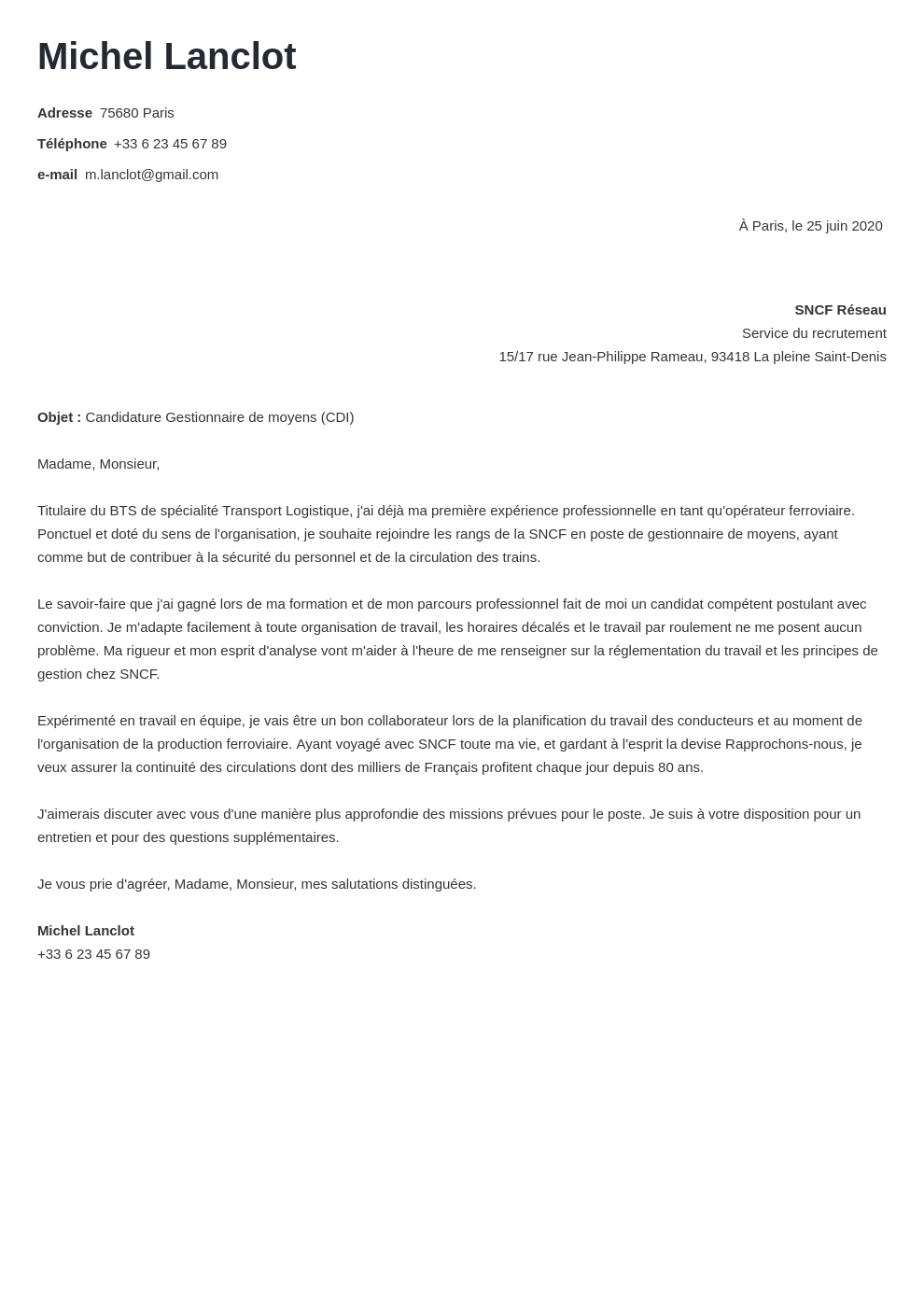 Exemple lettre de motivation SNCF (valide pour tout métier)