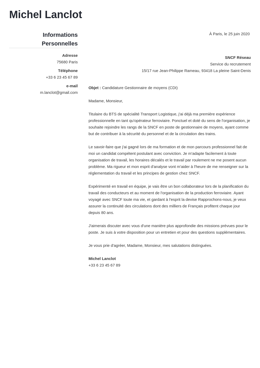 Exemple lettre de motivation SNCF (valide pour tout métier)
