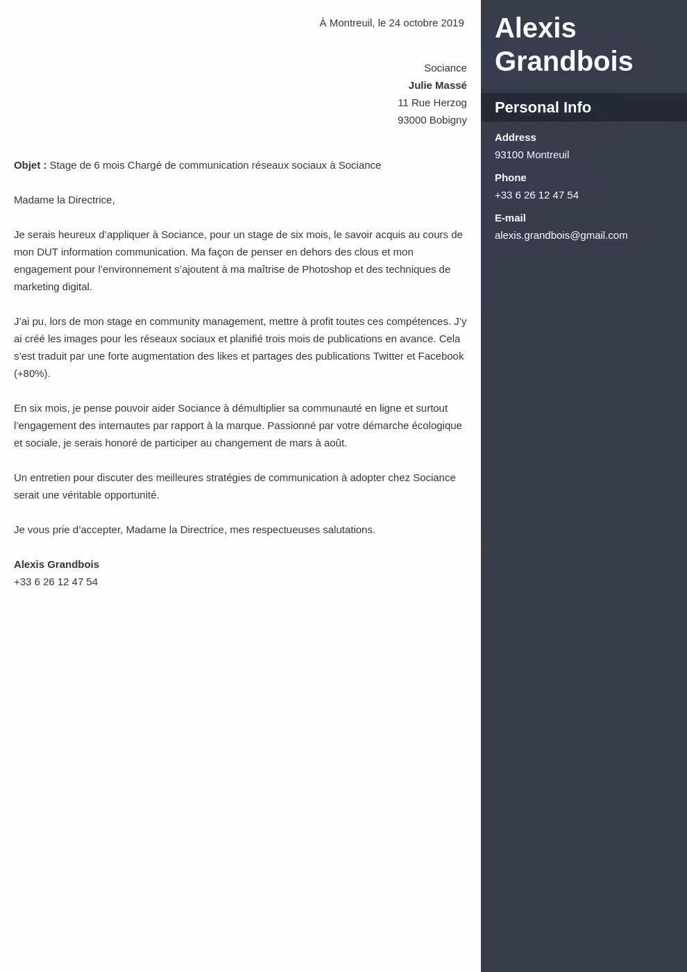 Lettre De Motivation De 3Eme Lettre De Motivation Stage 3 me 