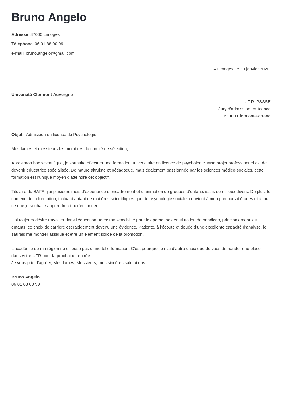 Lettre de motivation université  exemple pour entrer à la fac