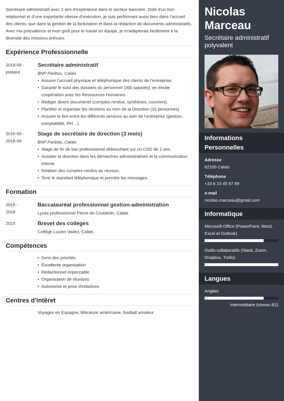 envoyé un cv par mail