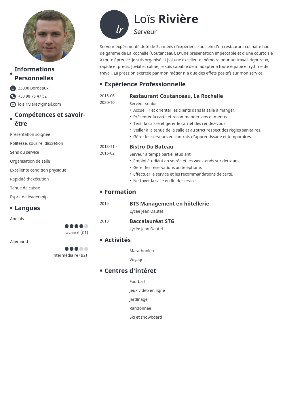 presentation cv texte