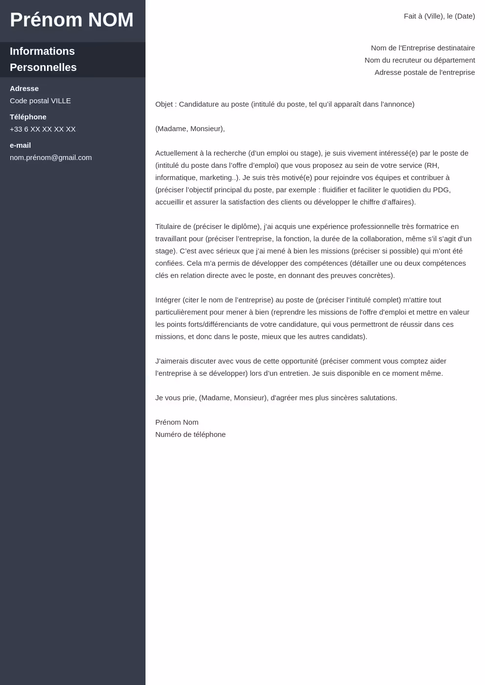 Mod le Pr sentation Lettre De Motivation GMBX Mod le Pr sentation Lettre De Motivation GMBX