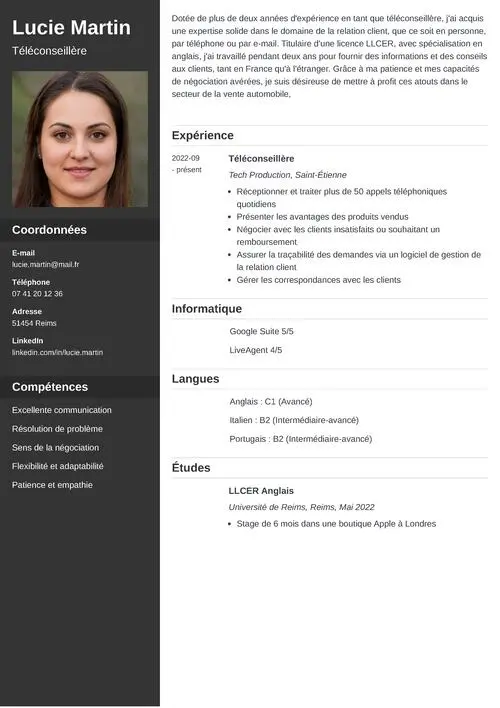 exemple de cv