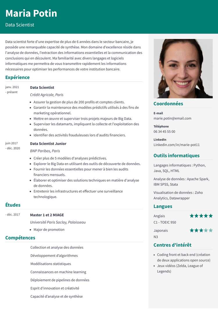  Modèle de curriculum vitae Cubic