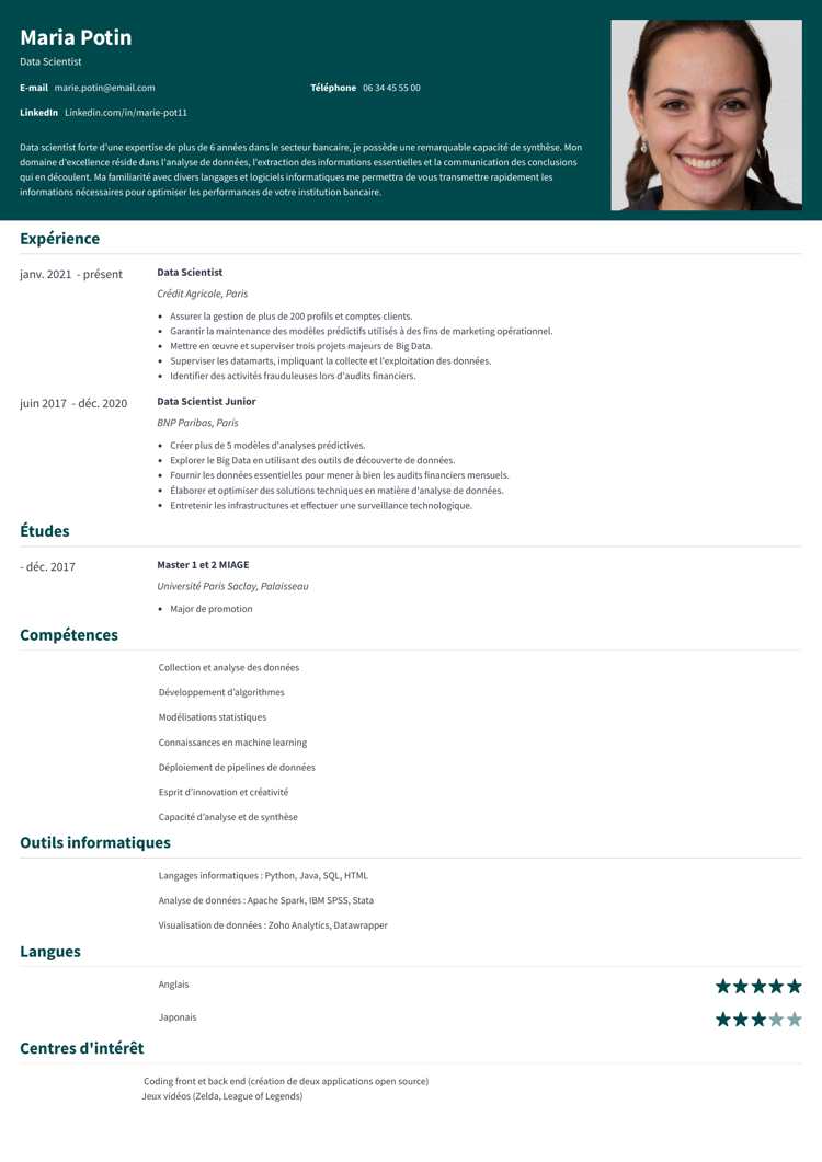  Modèle de curriculum vitae Influx