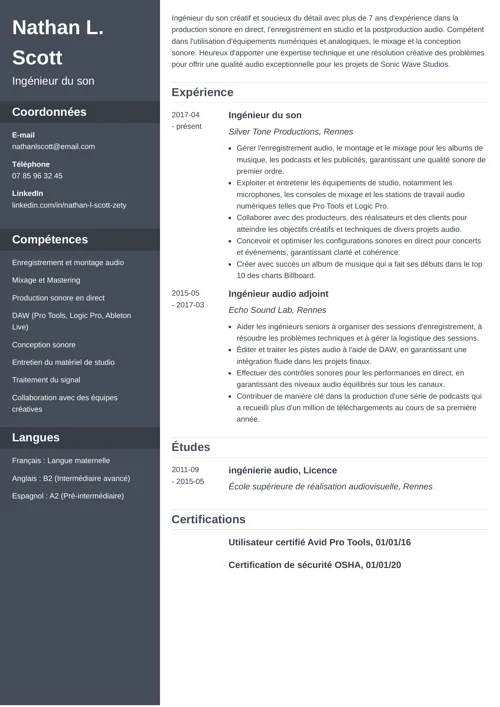 Un exemple de CV pour un ingénieur du son