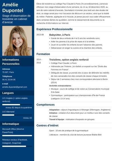 CV Stage De 3 me Guide Et Exemple Pour Les Coll giens CV Stage De 3 me Guide Et Exemple Pour Les Coll giens