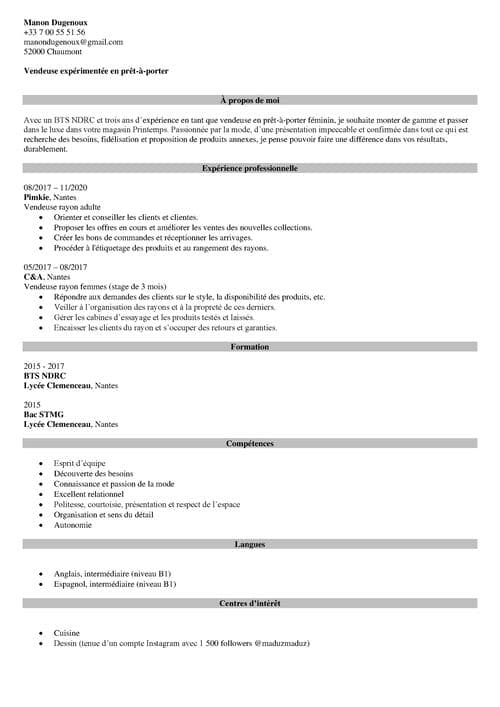 Exemple de mauvais CV en PDF