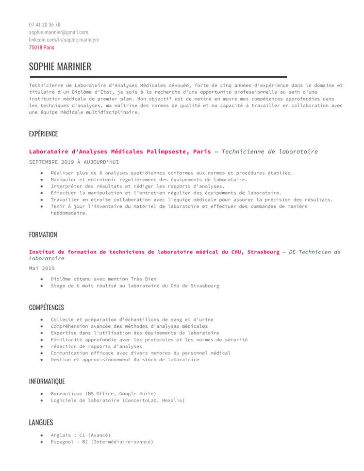 google docs cv contemporain