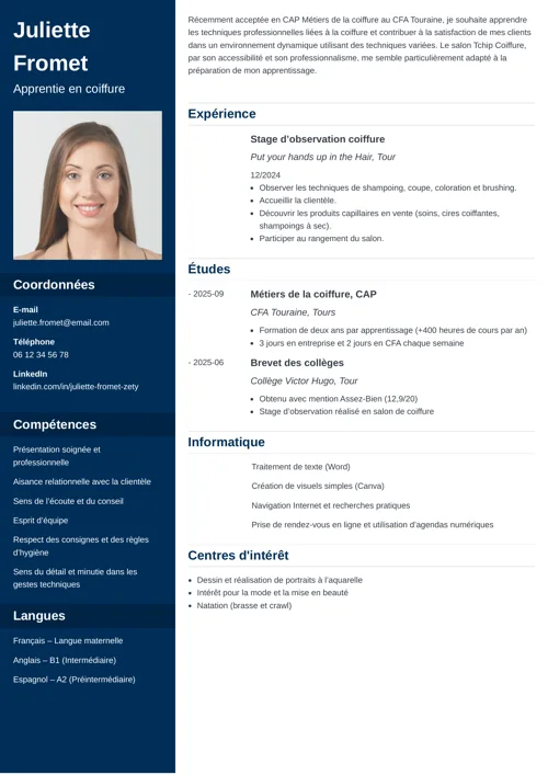 Exemple de CV apprentissage