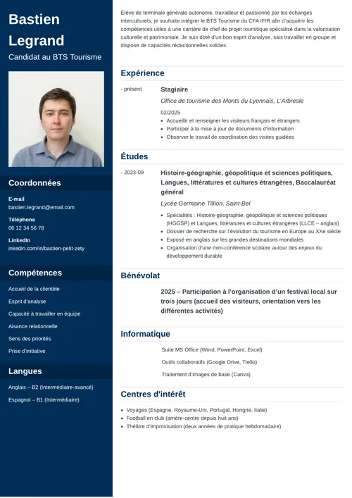 Exemple de CV BTS tourisme