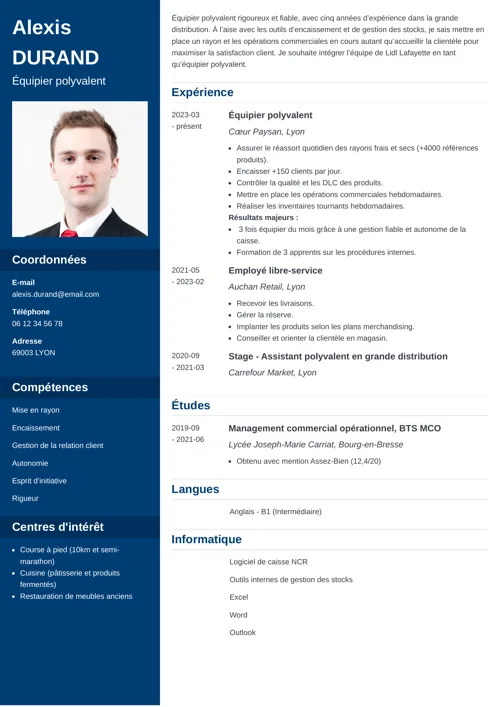 Exemple de CV Lidl