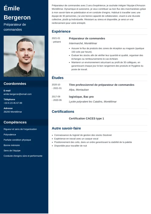 Exemple de CV préparateur de commande