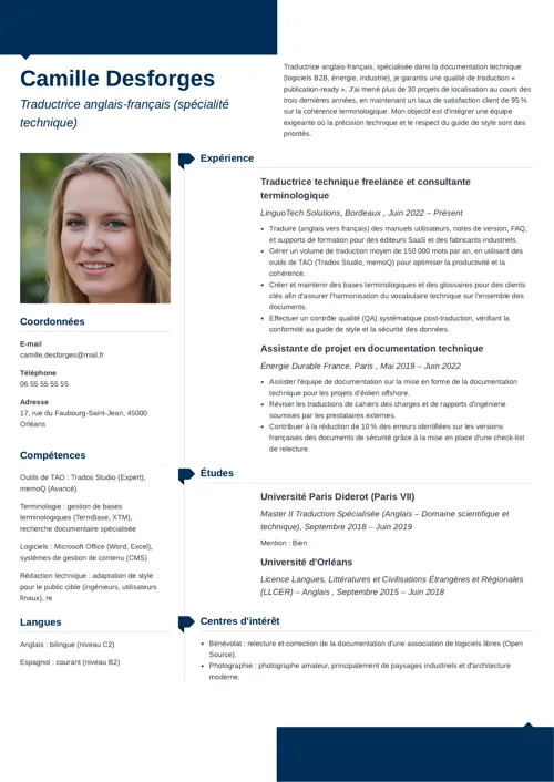 Exemple de CV traducteur